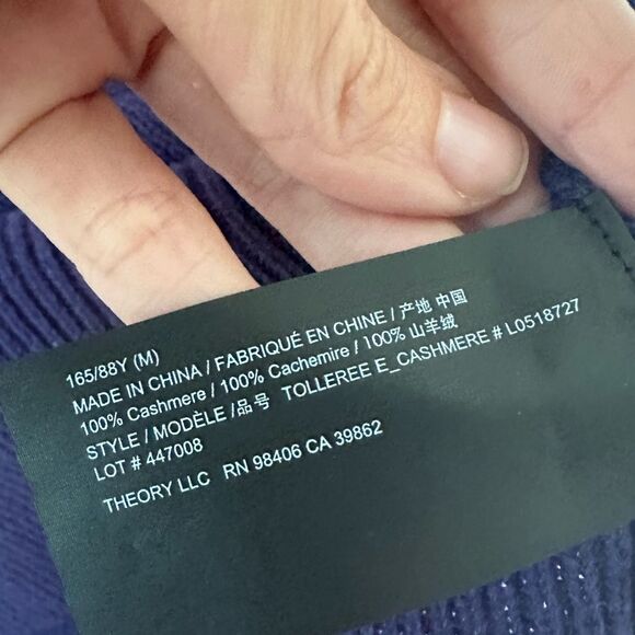 NWT Theory Cashmere Sapphire Blue Short Sleeve Tee Style Sweater Size M - Picture 9 of 11